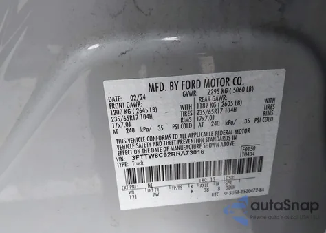 2024 Ford Maverick Xlt from USA, damaged, VIN 3FTTW8C92RRA73016